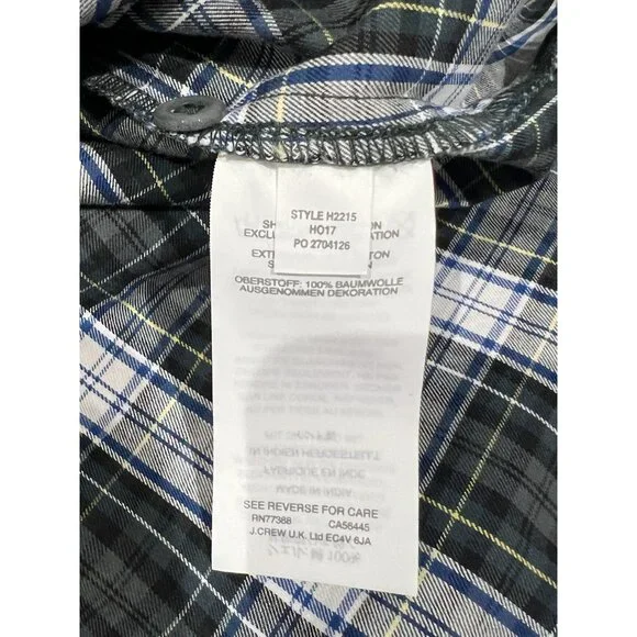 J. Crew Women Beaded Embellished Forest Green Tartan Plaid Shirt Small Sequin - Picture 12 of 14